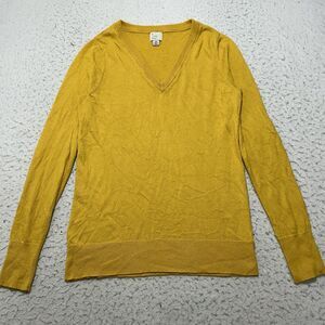 A New Day Womens XS V-Neck Pullover Knit Sweater Lightweight Mustard Long Sleeve